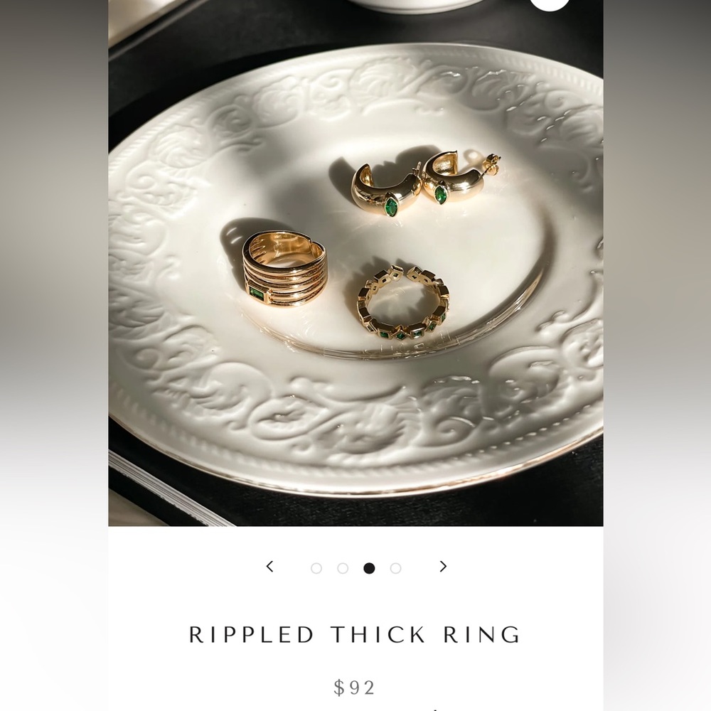 RIPPLED Sagano THICK Signet Ama Emerald RING - Picture 7 of 7